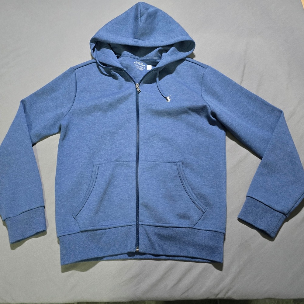Polo Ralph Lauren Full Zip Hoodie Mens Small Blue Heathered Pony Logo